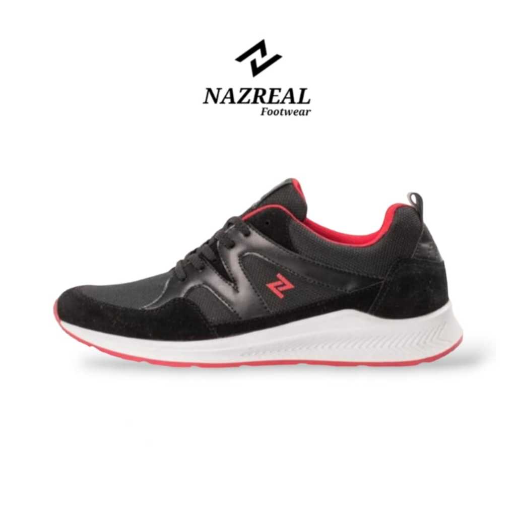 NAZ RIMAL - Sepatu Sneakers Running Pria Kasual Sport Hitam Sepatu Jogging Santai Pria 100% ORIGINAL