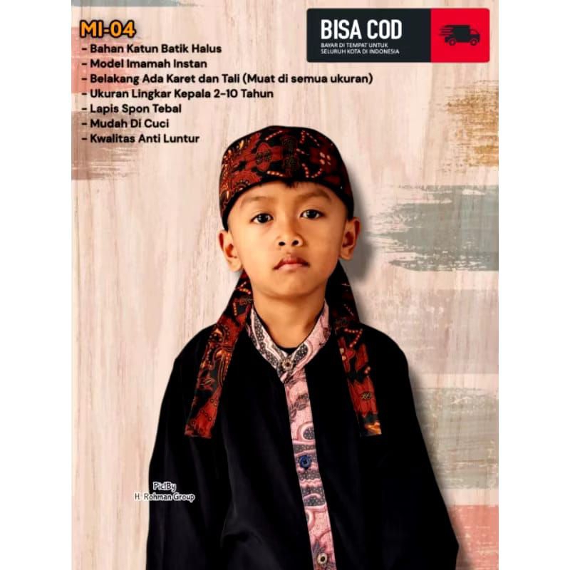 Ikat Kepala Blangkon Udeng Bando Batik Anak ( Size Anak) Blangkon Bendo Totopong Batik Anak Laki Lak