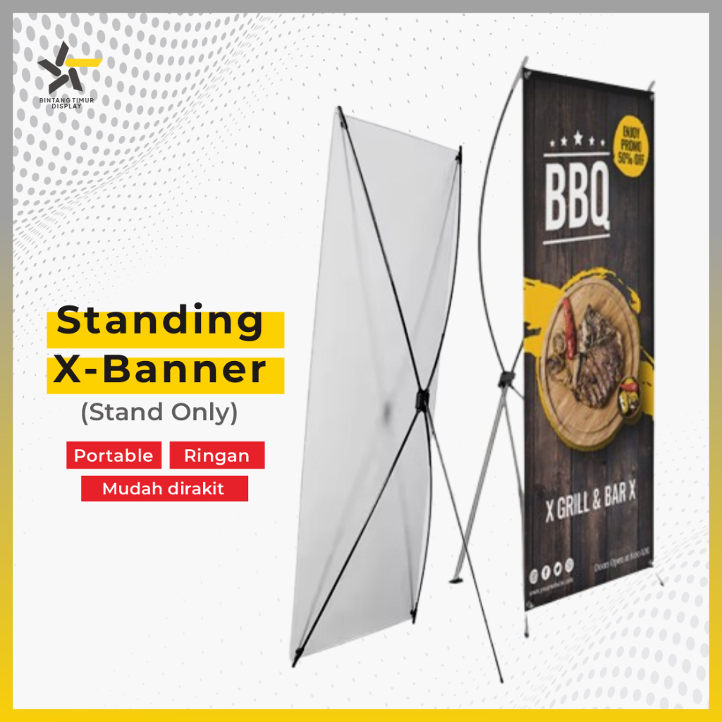 x banner / stand banner / rangka standing poster 60 x 160 cm