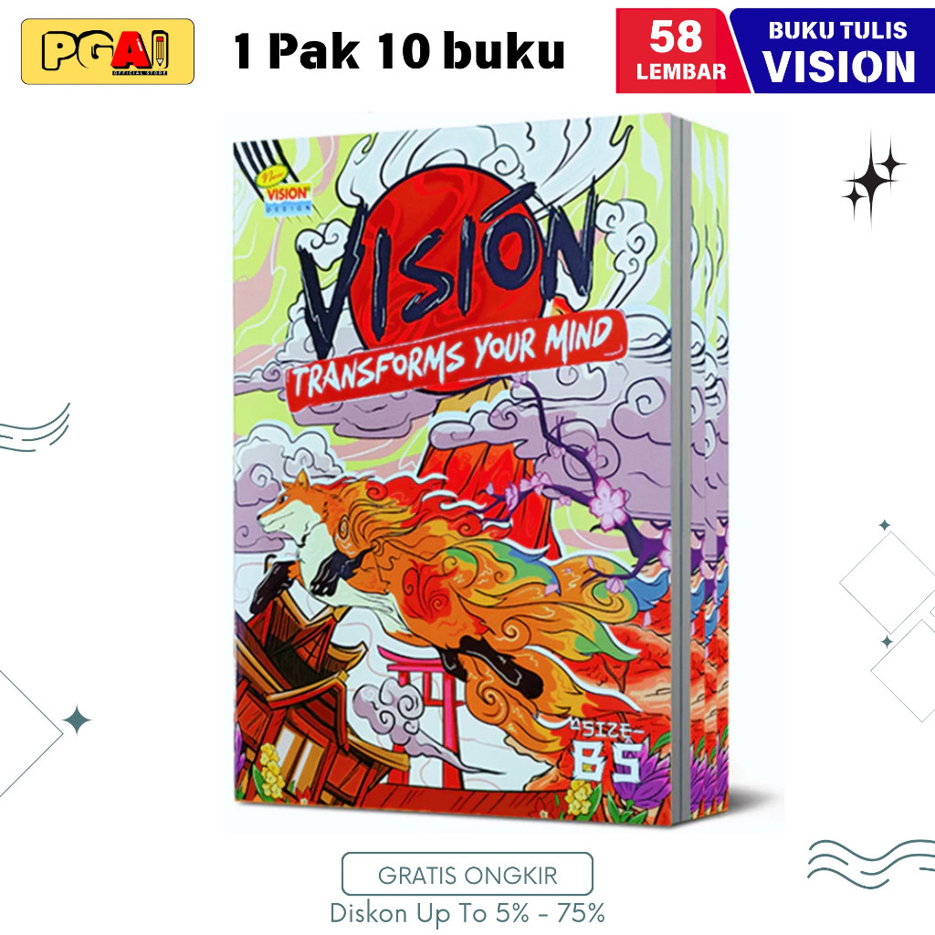 

BUKU TULIS VISION 58 LEMBAR 1 PACK ISI 10 PCS ALAT TULIS STATIONERY