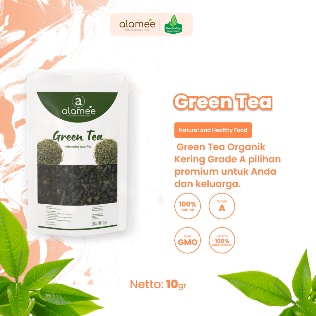 

ALAMEE Teh Hijau Green Tea Organic Kering Organik Greentea Minuman Herbal 10 gram