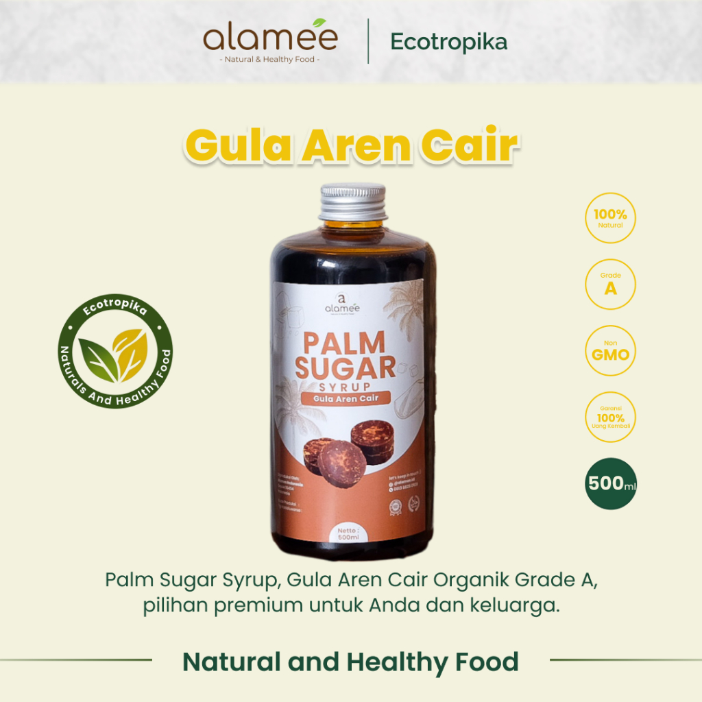 

Gula Aren Cair Syrup Palm Sugar Organic Liquid Organik Pure Murni Barista Brown Sirup Natural 500 ml