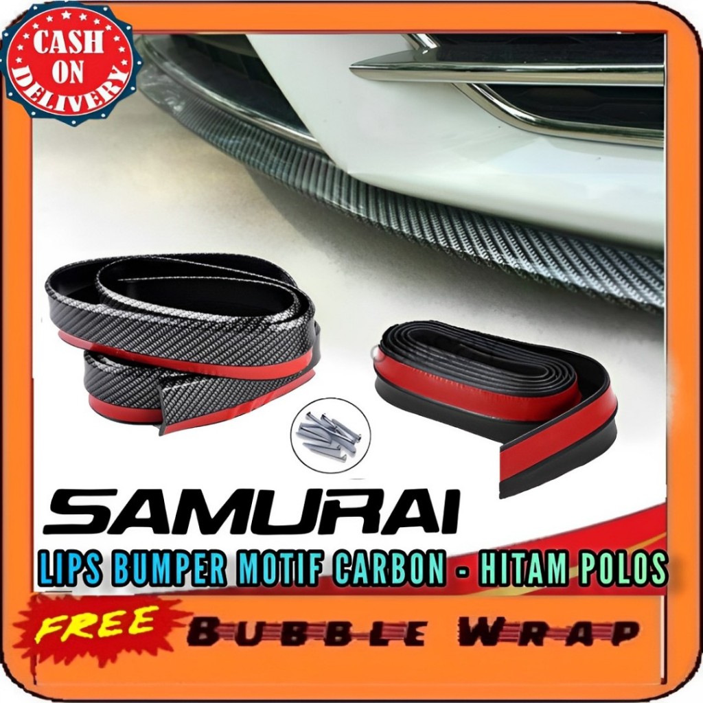 list karet pelindung bumper bemper mobil universal SAMURAI Car Lips Bumper Karet Mobil CARBON