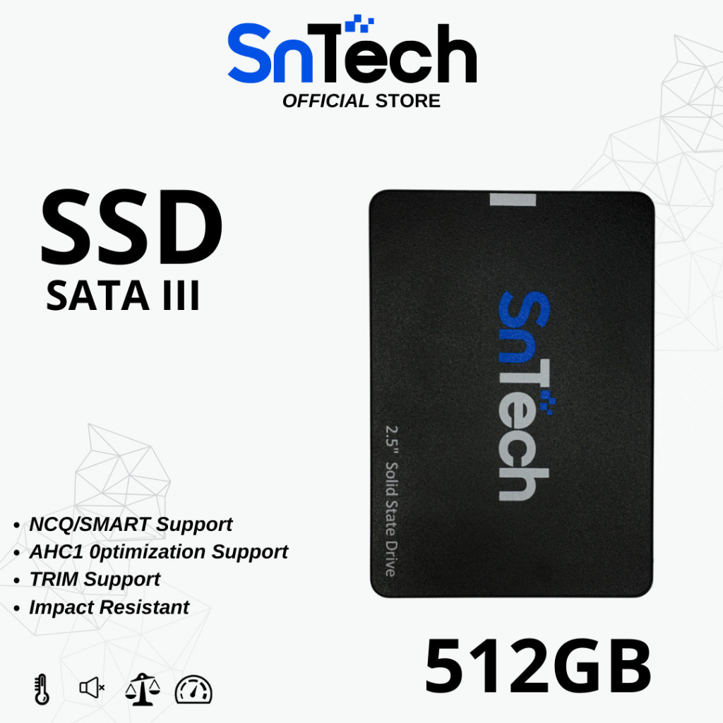 SnTech SSD SATA 512GB SATA III 2.5" 6GB/S SSD SATA 3 SSD SATA SnTech Laptop PC Komputer Solid State 