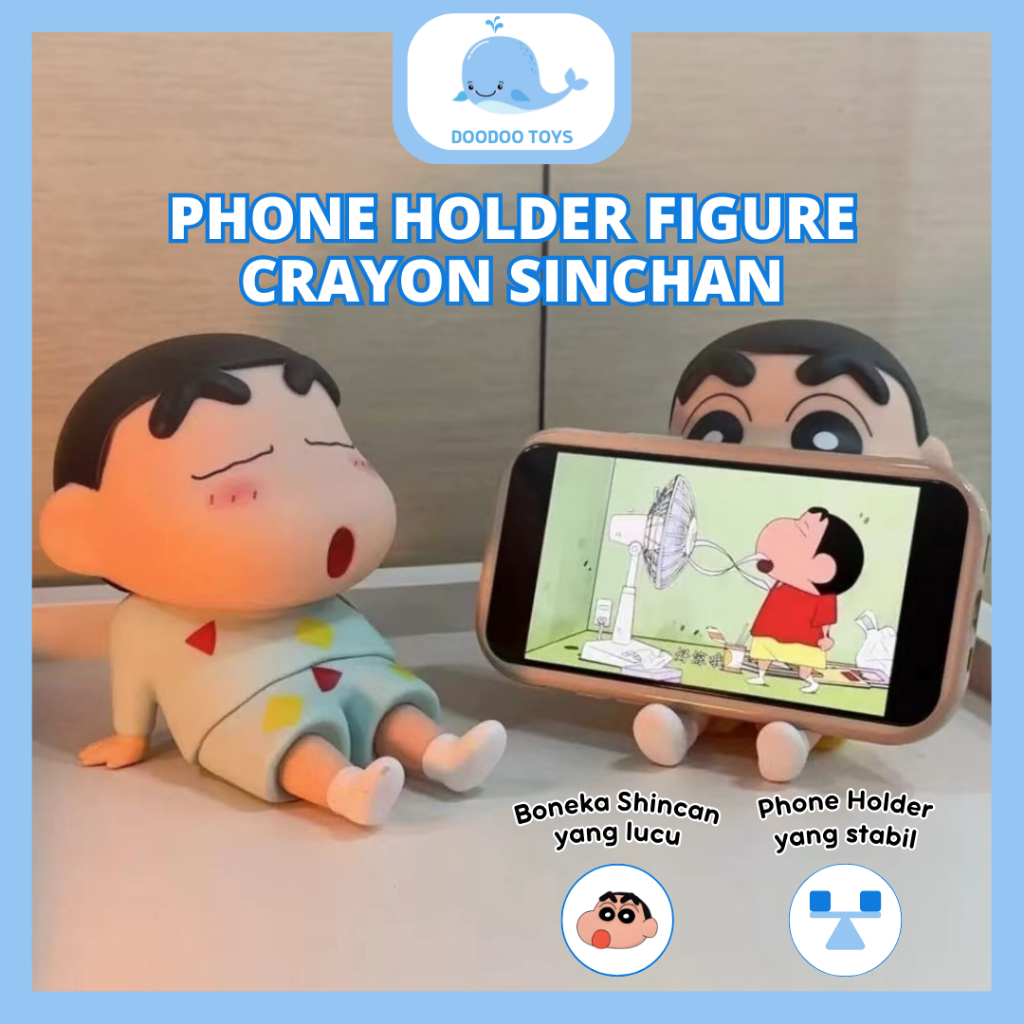 Figure Crayon Shinchan Lazy santai Phone Holder Crayon Shinchan Figure Toys Crayon Shinchan Pajangan