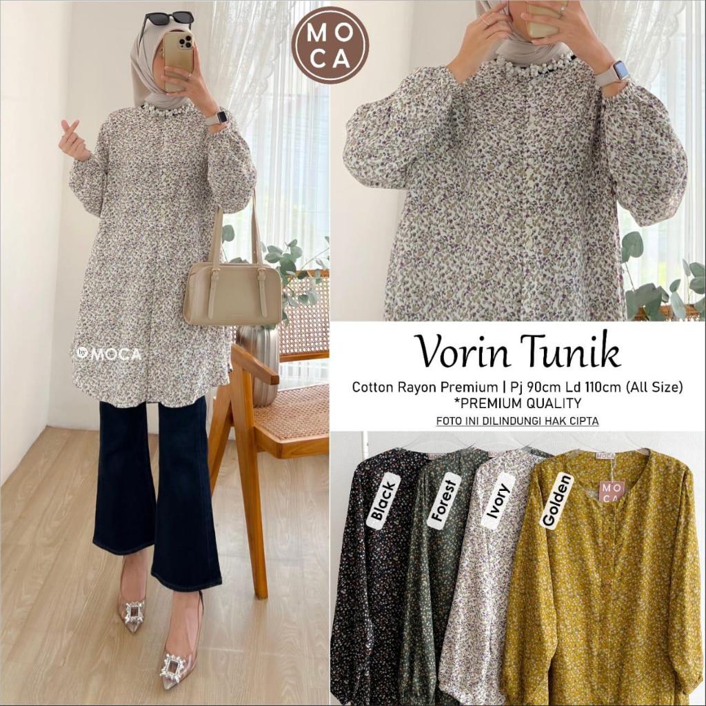 Vorin Tunik Rayon by Mocca l Tunik Katun Rayon Premium I Tunik Motif Bunga Kecil