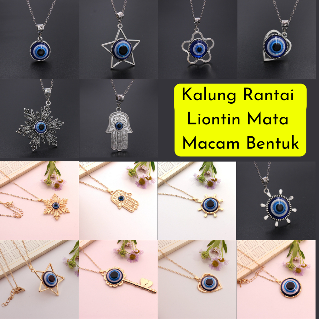 Kalung Rantai Set Liontin Mata Evil Eye Turki Stainless Pria Wanita/Gantungan Kunci Mata Evil Eye Ol