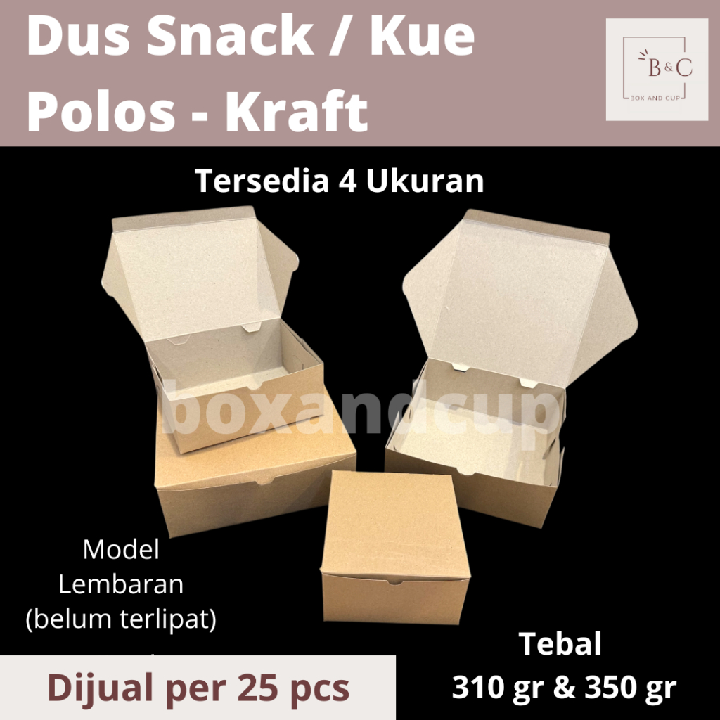 

Dus Kue / Snack Box / Dos Snack Lipat / Box Rakitan Kraft Craft Polos Cokelat Tebal 310 gr & 310 gr