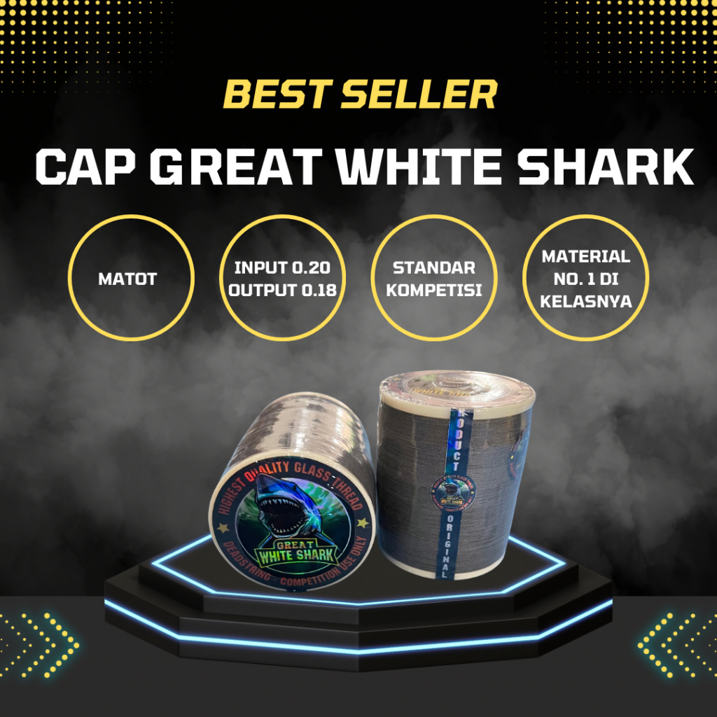Gelasan Layangan Aduan Matot / Linhas Pipas Matot Indonesia - Great White Shark - Size 0.18 - Hand M