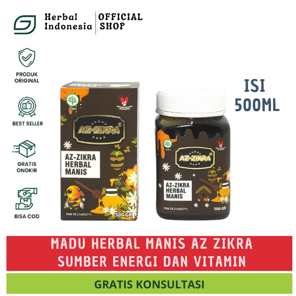 

BPOM Madu Az-Zikra Herbal Manis | AZ Zikra Herbal Manis 500 gram Azzikra Kemasan Baru Original