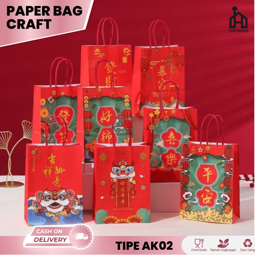 

Paperbag Kraft Chinese New Year / Paper bag Imlek / Tas Hampers Imlek CNY/ Paperbag Motif Imlek