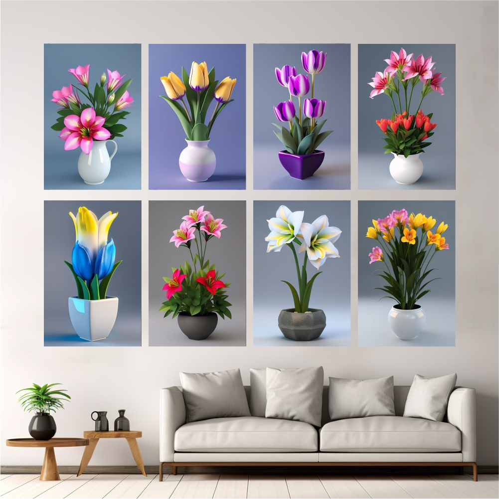 Hiasan Dinding Vas Bunga | Poster Kayu Vas Bunga Walldecor