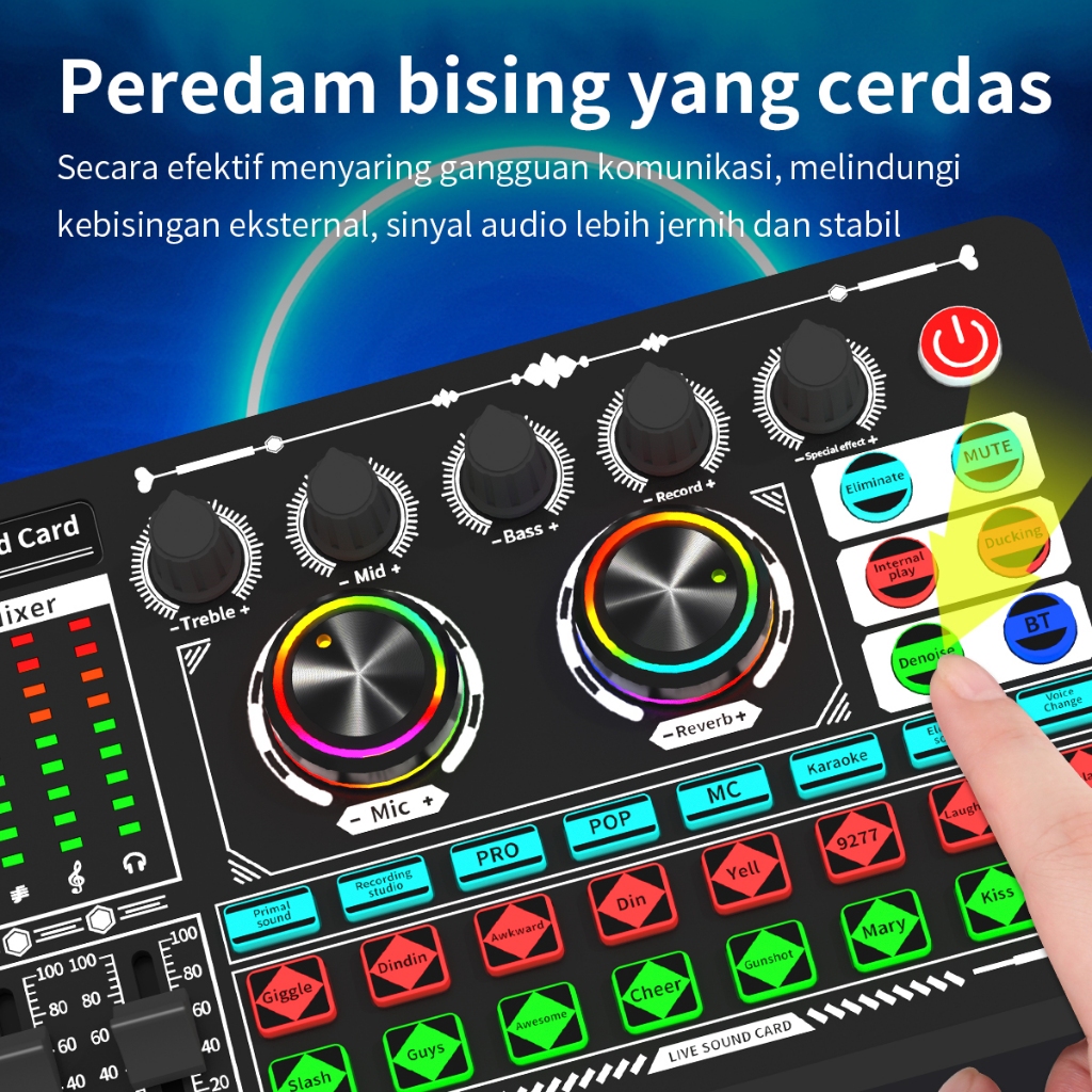 Gonew Mixer Bluetooth Soundcard F999 Audio kartu suara mic USB External Sound Card Live Teater Karao