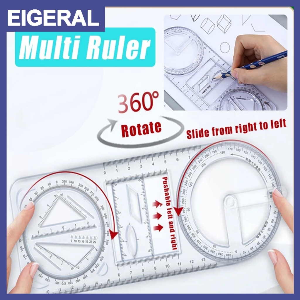 

Rotary Geometric Drawing Ruler Penggaris Geometri Fungsi Matematika Dapat Diputar Perlengkapan Belajar Alat Ukur Multifunctional Drawing Ruler