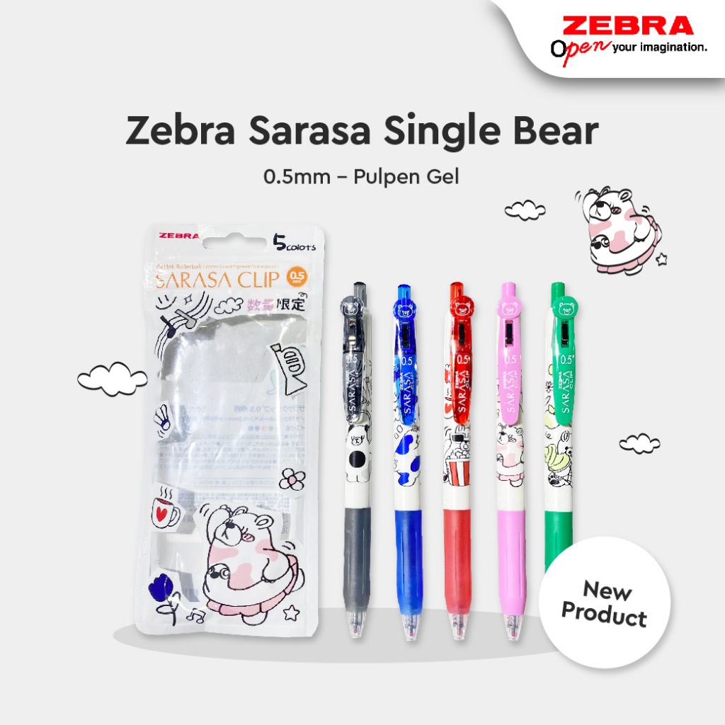 

Asaba Stationery - Zebra Pen/Pulpen/Bulpen Gel Alat Tulis Sarasa Single Bear 05mm Limited Edition