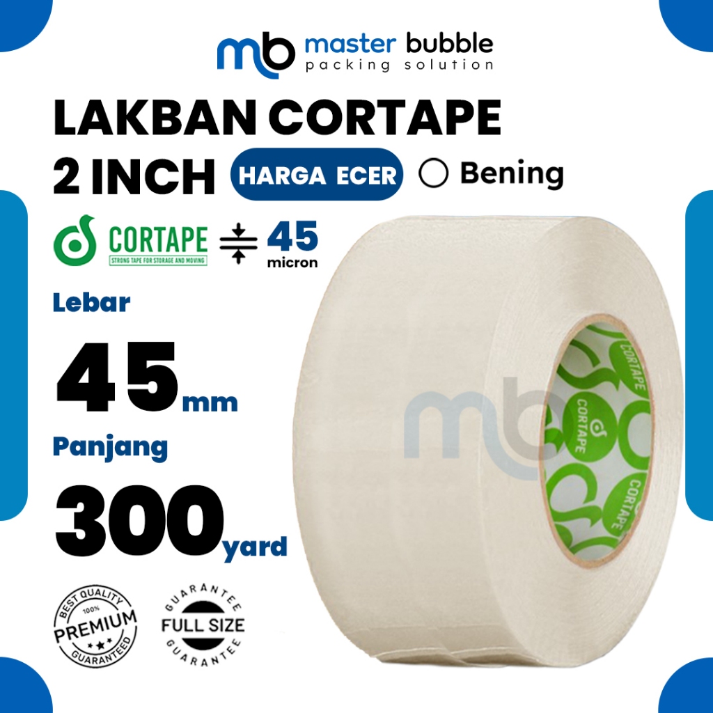 Lakban Selotip Isolasi Polos Bening 2 inch 48 mm x 300 yard Premium Cortape Harga Ecer Satuan