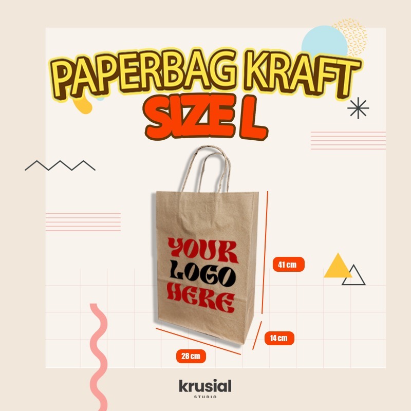 

Custom Sablon Logo Paper Bag Kraft Coklat 125 Gr L (28X13.5X41CM) Nama Perusahaan | Tas Shoping | Tas Kertas Belanja