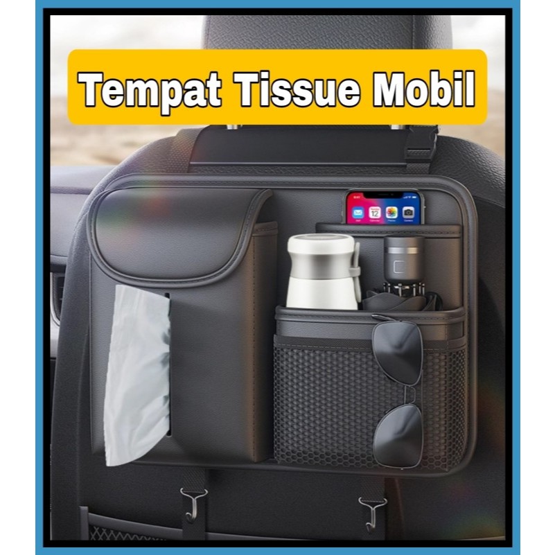 Tempat tissue mobil premium kulit gantung pocket car organizer 3087