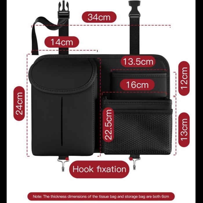 Tempat tissue mobil premium kulit gantung pocket car organizer 3087