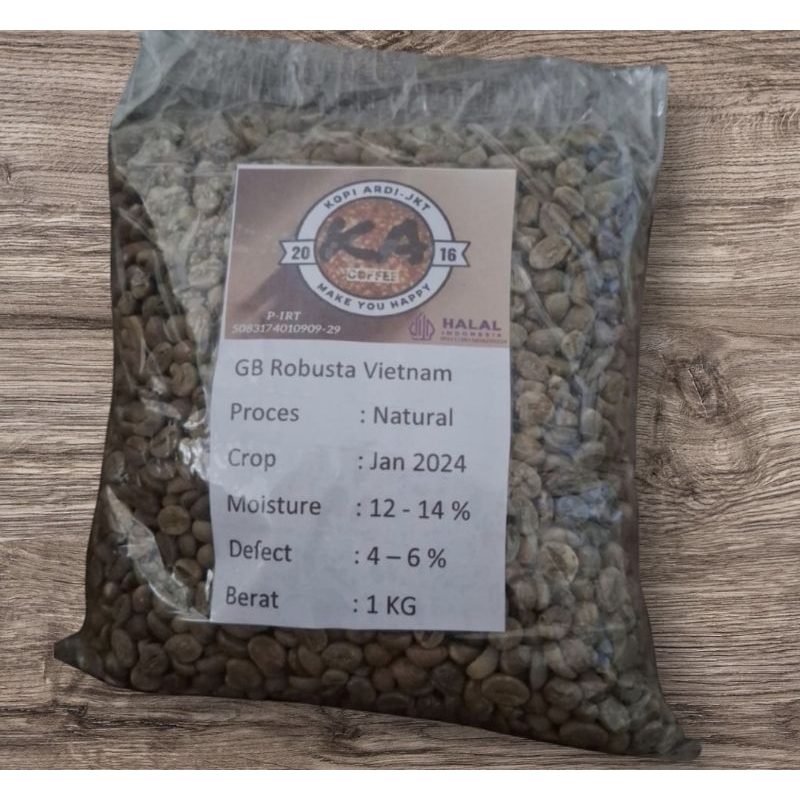 

Grean Bean(GB)/Biji Mentah Robusta Vietnam Natural(Grade 1) 500 Gram / 1 KG
