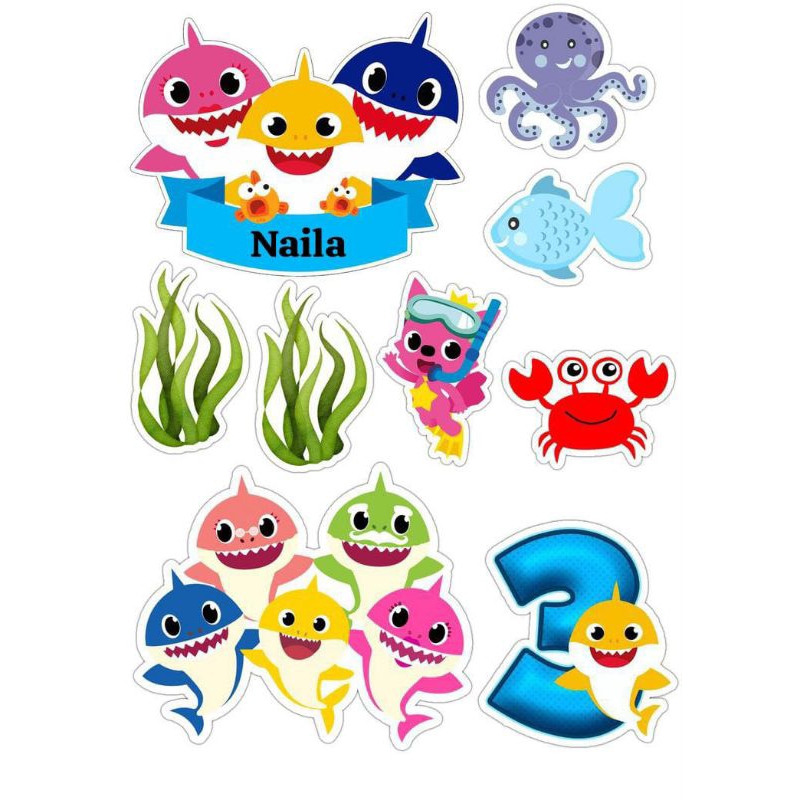 Part 2 | Topper BABY SHARK Custom Nama/ Hiasan Cake Ultah Baby Shark