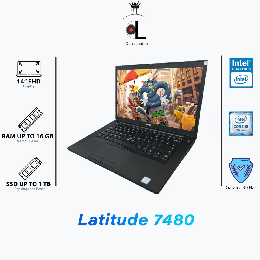 Laptop Dell Latitude 7480 | Core i5 Gen 7 | RAM 8GB SSD 256GB | Layar 14-inch Slim | No Minus, Secon