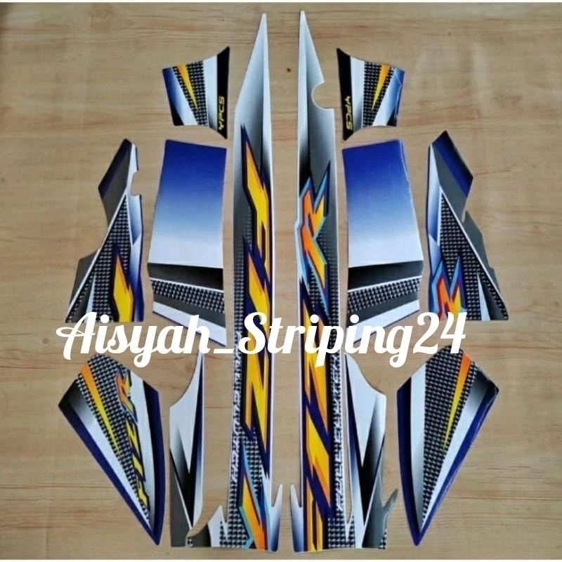 stiker stripng Lis body motor Yamaha FizR 2004 putih biru