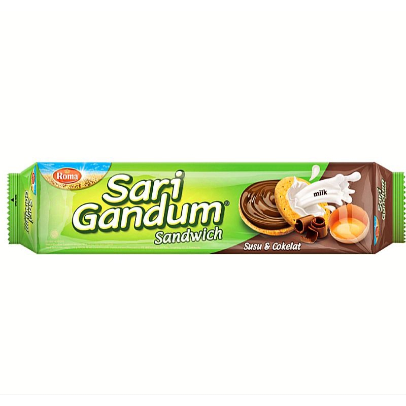 

Roma sari gandum biskuit sandwich susu & cokelat 108 gram