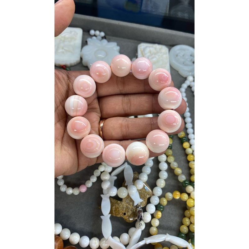 gelang kerang pink asli