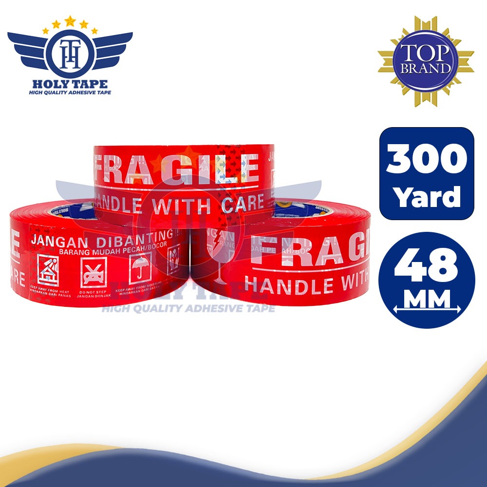 

Isolasi Fragile 48mm x 300Yard | Lakban Jangan Di banting 48 mm x 100 Yard