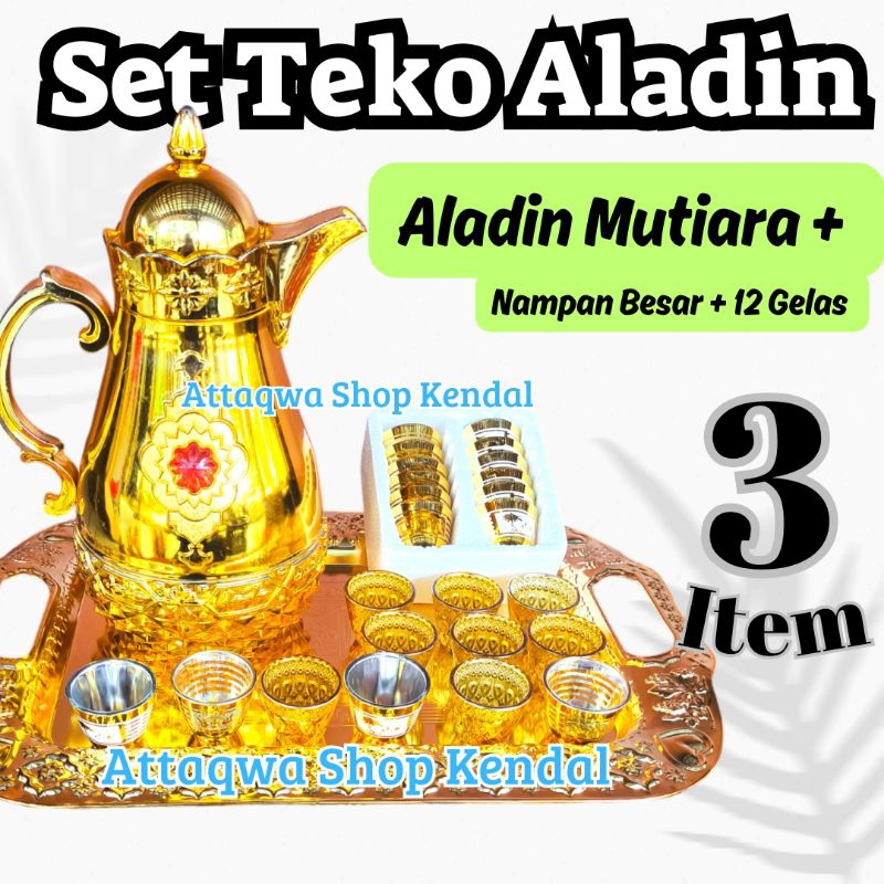 Set Teko Aladin Sultan 3 Item (Teko+ Nampan+ Gelas Arab)