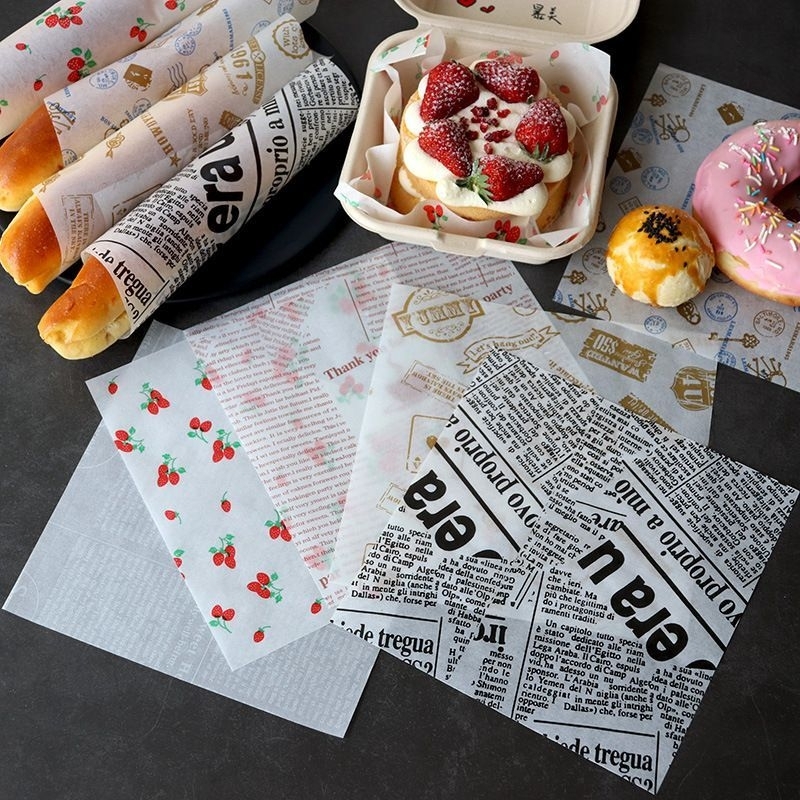 

kertas nasi motif paper wrap printing laminasi food grade burger kebab roti