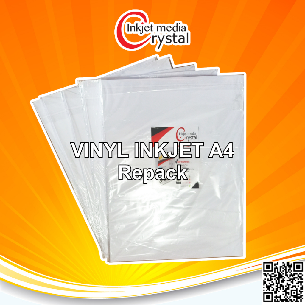 

Crystal - Sticker Vinyl Inkjet A4 Waterproof Synthetic White Gloss Premium Stiker Anti Air Tidak Mudah Sobek Repack - 20 Lembar