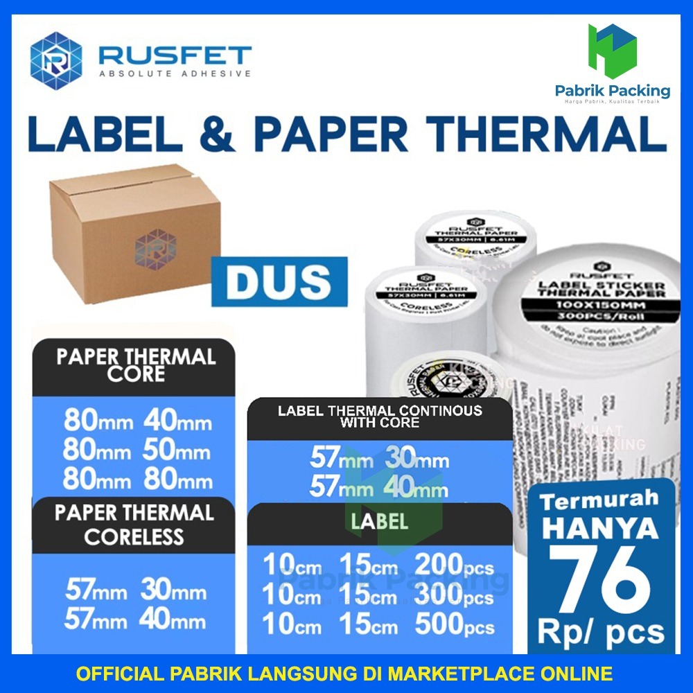 

Kertas Struk Kasir Kertas Thermal Kertas EDC Thermal Paper Roll RUSFET DUS