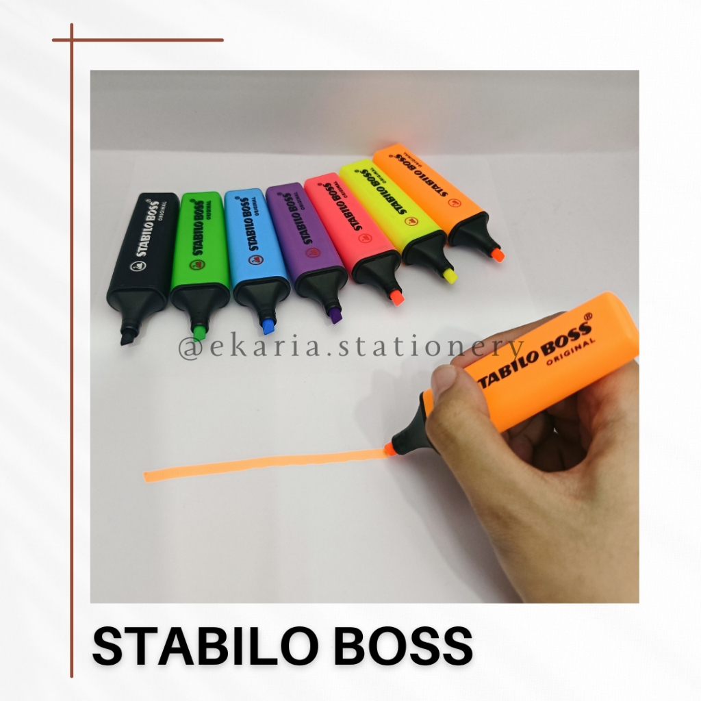 

STABILO BOSS | STABILO WARNA NATURAL | STABILO HIGHLIGHTER | HIGHLIGHTER | HITAM | BIRU | UNGU | HIJAU | KUNING | ORANGE | PINK | EKARIA STATIONERY