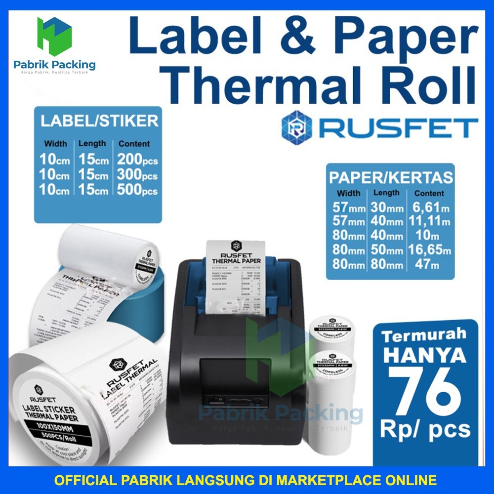 

Thermal Kertas Struk Kertas Kasir EDC Thermal Paper Roll Kertas Thermal Rusfet