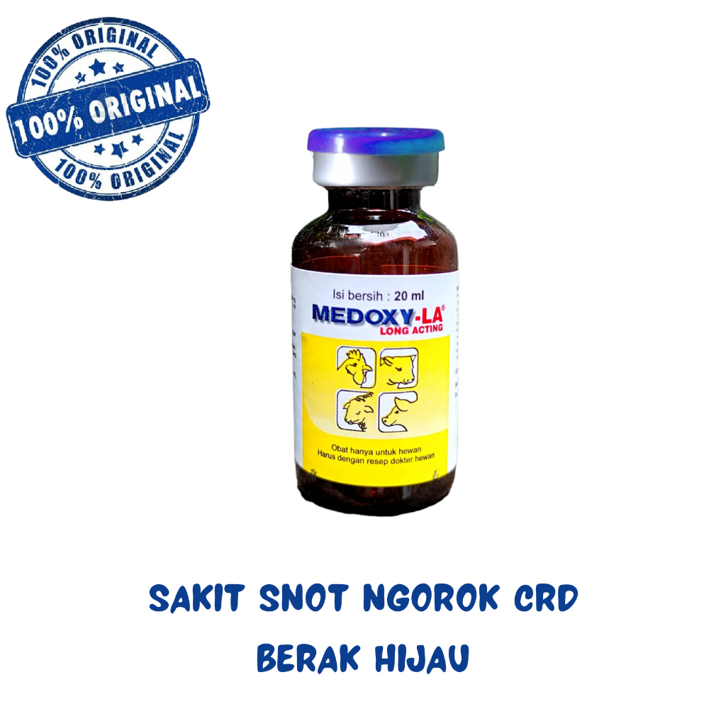 Medoxy LA 10ml Repackage Obat Untuk Ayam Kucing Sapi Domba Kuda Sakit Snot Ngorok CRD Berak Hijau Dl