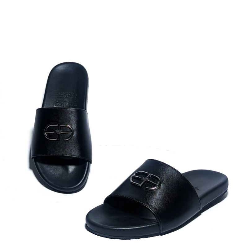 Sandal Slip on pria emporio armani import kulit asli 100%