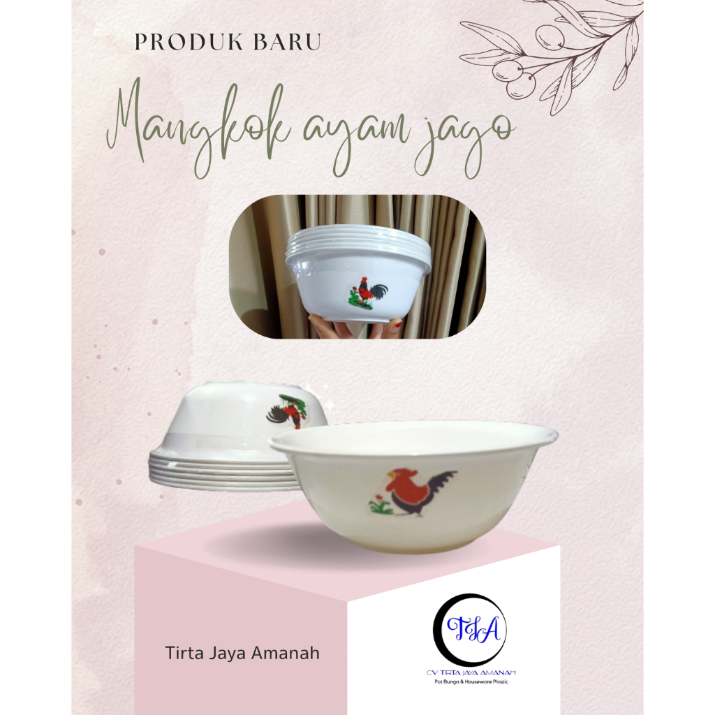 MANGKOK AYAM JAGO/MANGKOK BASO JAGO ISI 12PCS/1 LUSIN/MANGKOK PLASTIK AYAM JAGO