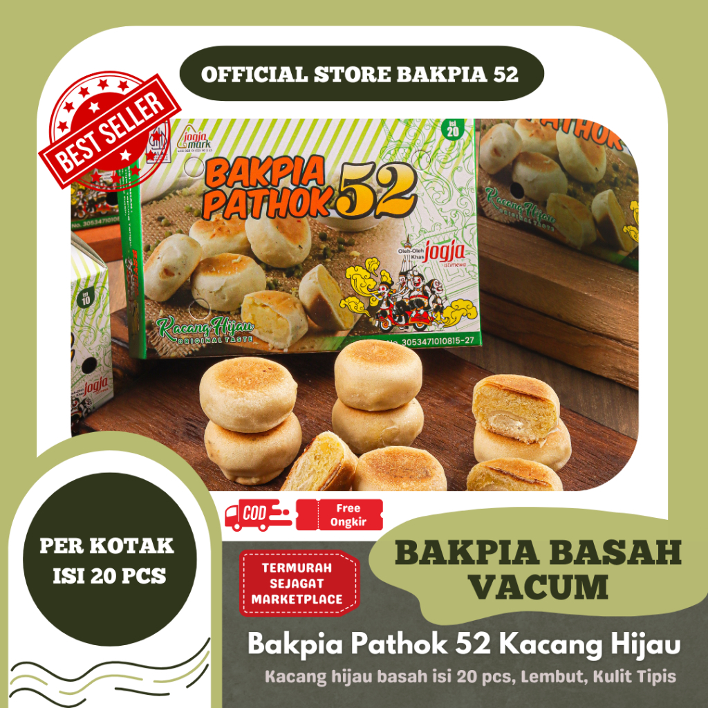 BAKPIA PATHOK 52 - BAKPIA BASAH ISI 20 BIJI (Vacum)