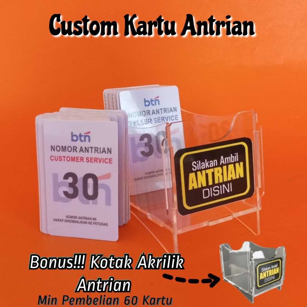 

Custom BONUS kotak Kartu Antrian PVC, Kartu Antri Pasien, Kartu Antri Pengunjung, Kartu Nomer