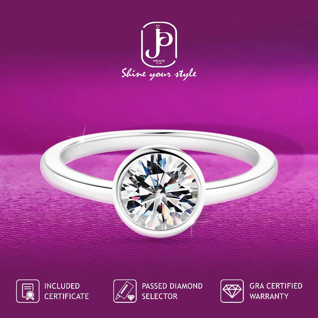 Kimjupe Cincin Wanita Diamond Moissanite Glen 1CT Silver925 Gold Plated ORI Certificate Cnm80