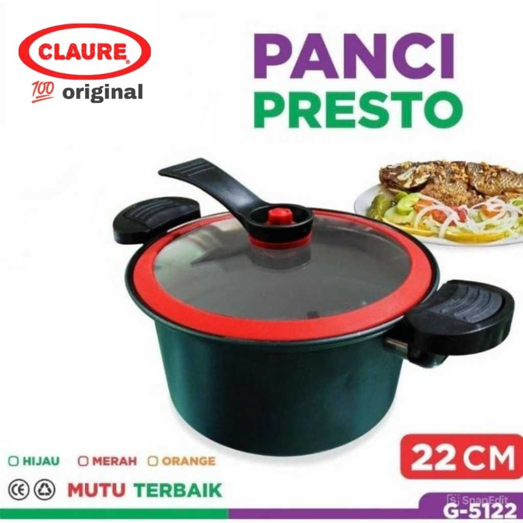 (1KG) Panci Presto Alumunium GSF-5222 + steamer anti lengket