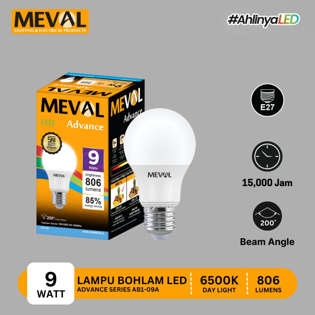 MEVAL Lampu Bohlam LED Bulb Advance 9 Watt