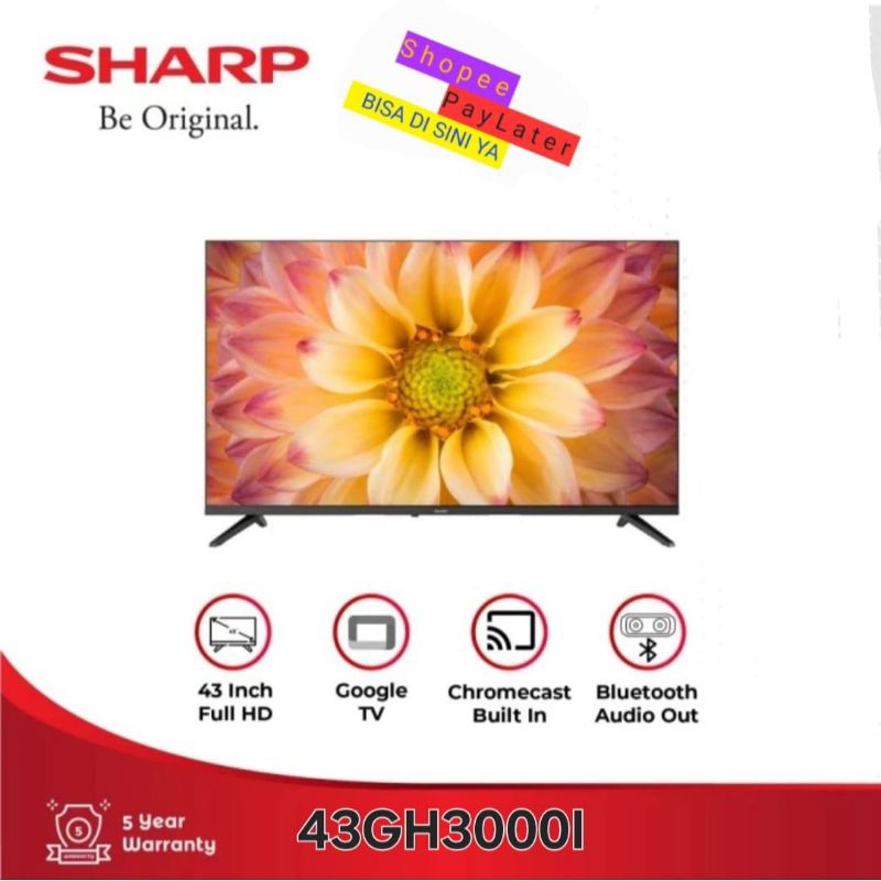 SMART TV SHARP 43 INCH LED 43GH3000I LAYAR 2K FHD GOOGLE TV GARANSI RESMI