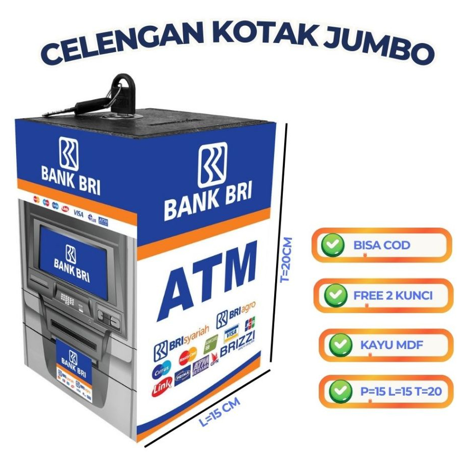 Celengan Target Jumbo Brangkas ATM  Dewasa Dan Anak Pakai Kunci Gembok Celengan Tabungan Untuk Uang 