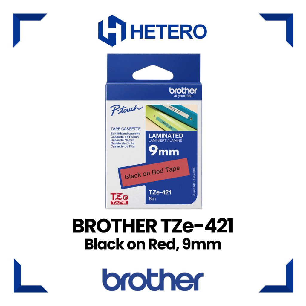 

BROTHER Color Tape TZE-421 Black on Red, 9mm