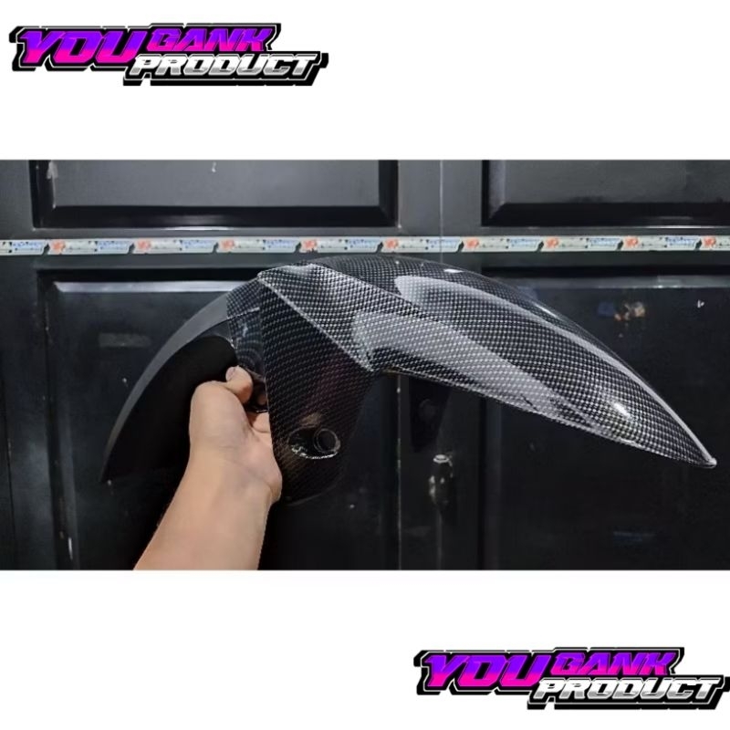 Slebor spakbor depan R15 R 15 carbon wtp motif kevlar forged blue carbon glossy