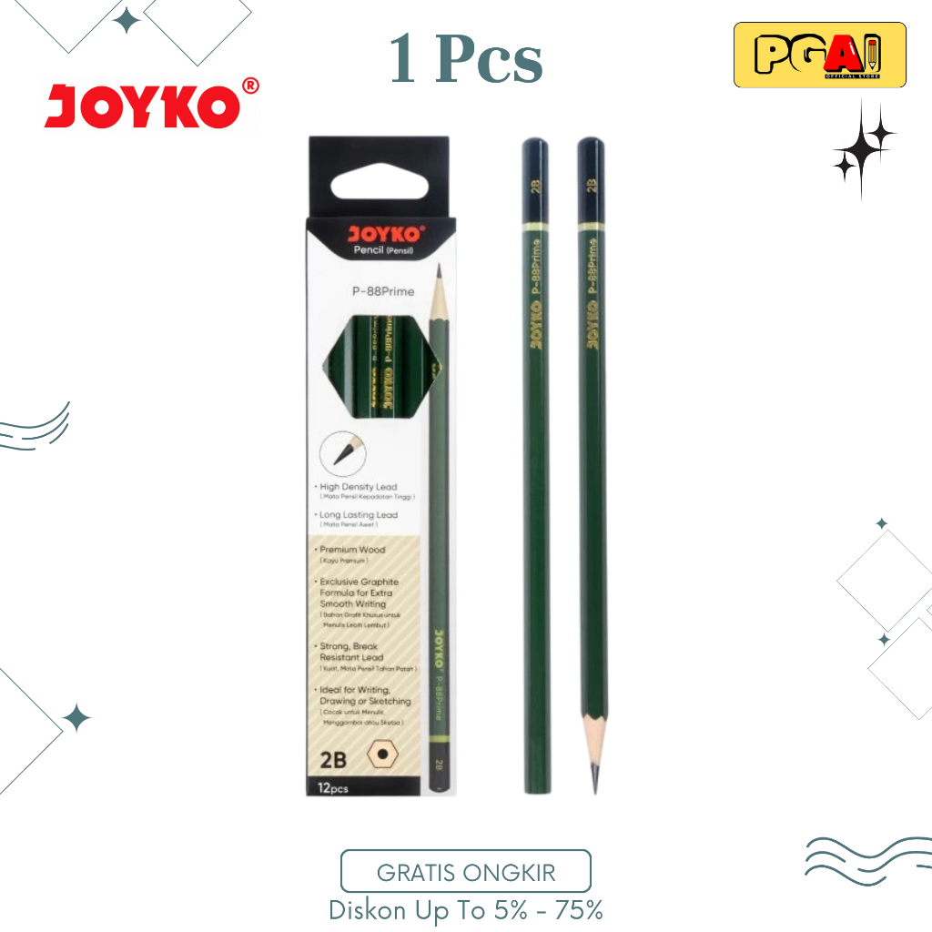 

(PGAI) PENSIL PENCIL 2B JOYKO P-88 PRIME FOR COMPUTER 1 PCS ALAT TULIS STATIONERY