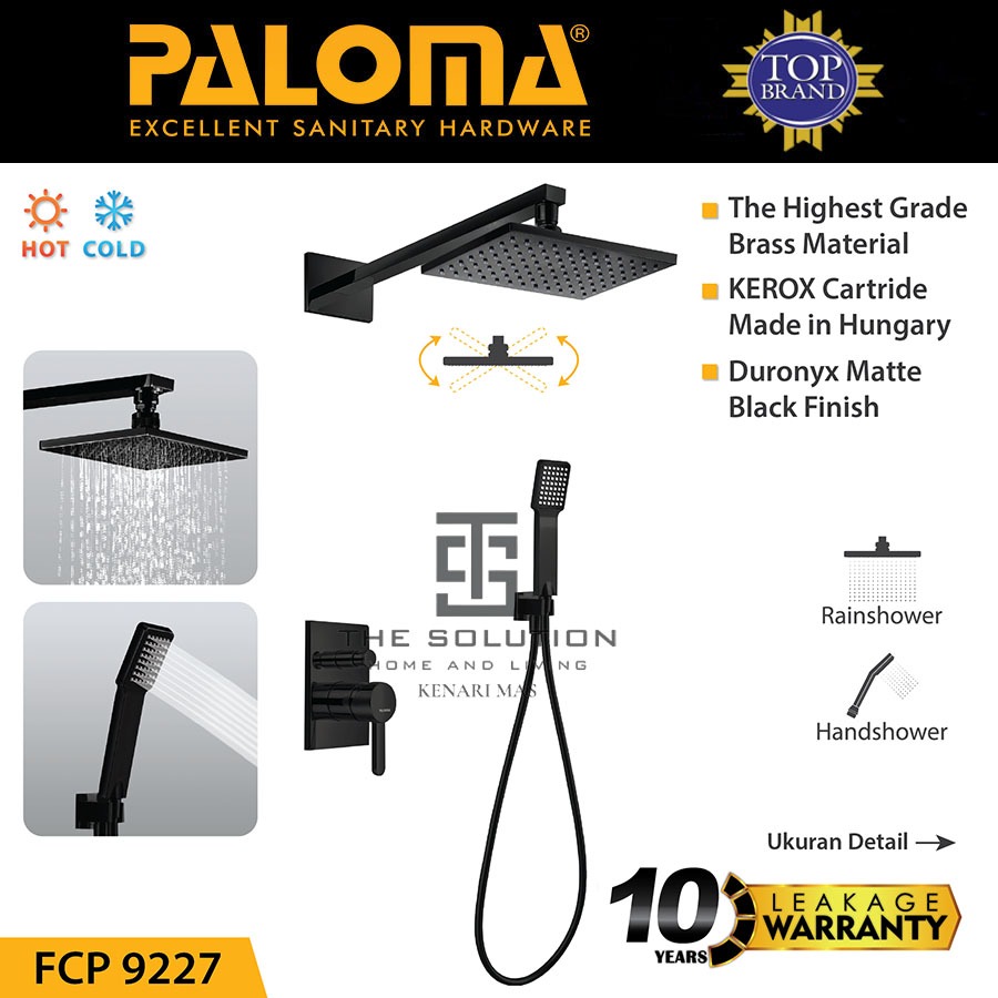 PALOMA FCP 9227 Shower Kepala Kamar Mandi Set Kran Air Mixer Panas Dingin Tanam Tembok